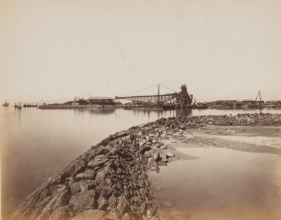 View of a harbor, photograph, 1860 - 1900, photographer, paper, albumen print, height 224 mm x
