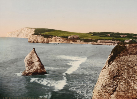 IOW Freshwater Stag Rock, View of Freshwater on the Isle of Wight, left the Stag Rock,