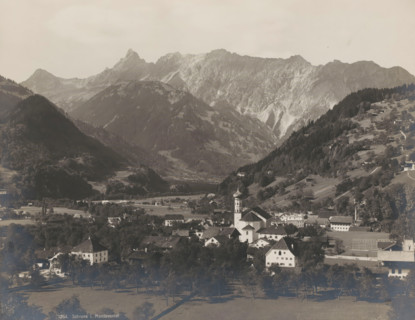 Schruns i. Montavontal, View of Schruns in the Montafon in Austria, photograph, number: '1264.',