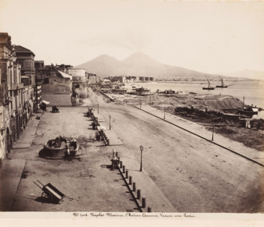 View of the harbor of Naples and Mount Vesuvius, Italy, Marine, Chateau Carmine-Vesuve avec