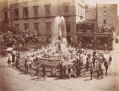Naples fontaine Médine, Neptune fountain in Naples, Italy, photograph, number: '12', number: '21.',