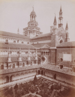Monastery garden and tower of the Certosa di Pavia in Pavia, Italy, Flanco della Chiesa, Certosa di