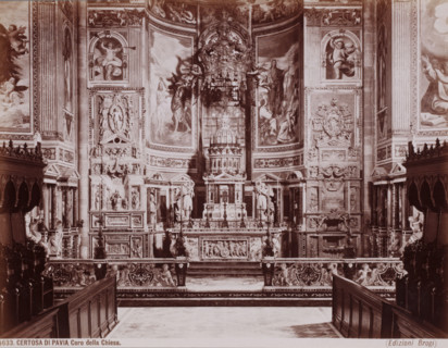 Coro della Chiesa, Interior of the Certosa di Pavia, seen towards the choir, Pavia, Italy, Certosa