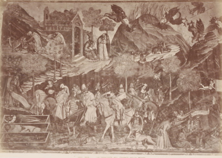 La Cavalcata nel trionfo della morte, Photo reproduction of the fresco Trionfo della Morte in the