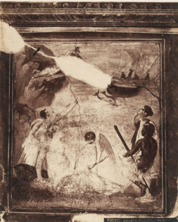 Photo reproduction of a fresco depicting Ariadne and Theseus in Pompeii, Italy, Arianna abbondanata