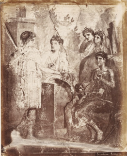 Photo reproduction of a fresco in Pompeii, Peinture Pompei, photograph, reproduction, number: '78