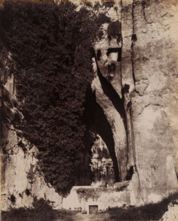 View of the Ear of Dionysius in Syracuse, Sicily, Orecchio di Dionisio, Siracusa, photograph,