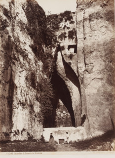 View of the Ear of Dionysius in Syracuse, Sicily, Orecchio di Dionisio in Siracusa, photograph,