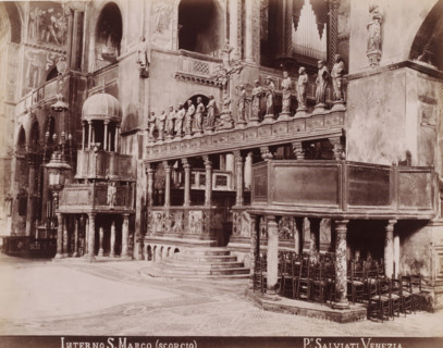 Interior of the San Marco in Venice, Interno S. Marco (scorgio), photograph, inscription: