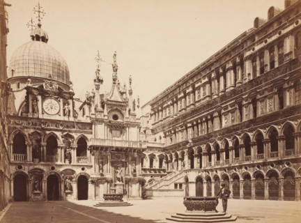 Cortile of Palazzo Ducale Venezia, Courtyard of the Doge's Palace in Venice, Italy, photograph,