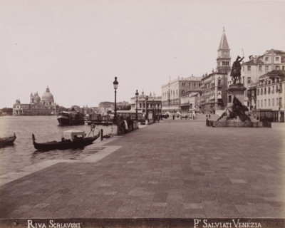 View of the Riva degli Schiavoni in Venice, Riva Schiavoni, photograph, inscription: 'Venetie',