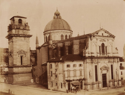 Exterior of the San Giorgio in Braida in Verona, Italy, photograph, inscription: 'Verona.', number: