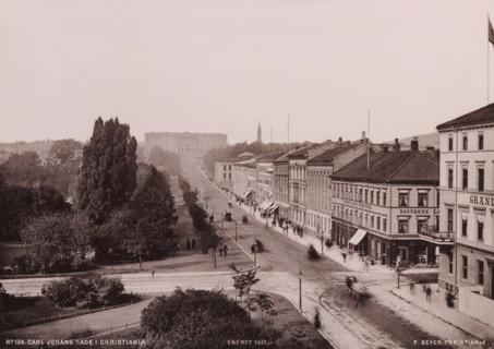 Carl Johans Gade i Christiania, View of the Karl Johans gate in Oslo, photomechanical print,