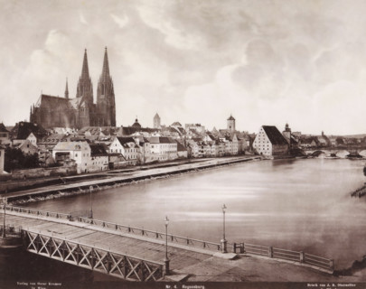 View of Regensburg, Germany, Regensburg, photomechanical print, number: 'Nr. 4.', cliché maker:
