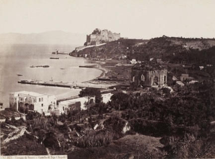View of the Bay of Naples, Italy, Tempio di Venere e Castello di Baja Napoli, photograph, number: