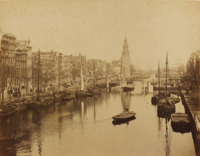 Oude Schans and Montelbaan Tower in Amsterdam, photograph, photographer: Albert Greiner, Amsterdam,