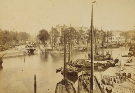 The Spanish Quay, View of the Spaansekade in Rotterdam, Rotterdam, cabinet photograph, annotation: