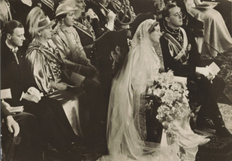 Wedding ceremony of Princess Juliana and Prince Bernhard in the St. Jacob's Church in The Hague on