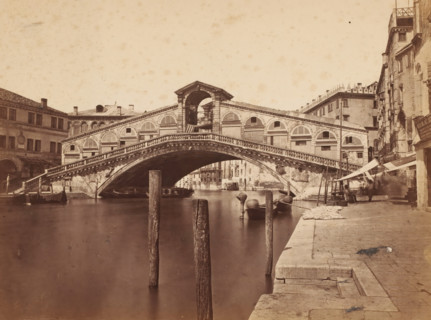 Ponte Rialto, Venice, View of the Rialto Bridge in Venice, Italy, photograph, 1872, photographer,