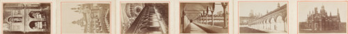 Leporello with six carte de visites with photos of the monastery of Certosa di Pavia in Lombardy,