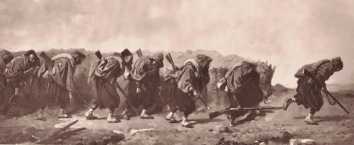 Les Zouaves a la tranchée, Reproduction of Les Zouaves a la tranchée by Isidore Pils, reproduction,