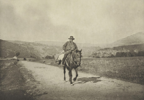 Horse rider on a country road, Mont-Dore, Retour du Moulin (Mont-Dore), photomechanical print,