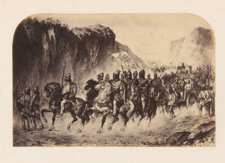 Photo reproduction of a print of Attila and the Huns, photograph, reproduction, page, photographer: