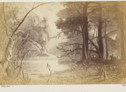 Il laissa éhapper de ses lèvres ce seul mot: 'Bugnia!'..., Photo reproduction of a drawing of a
