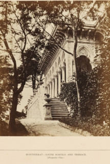 Montserrat - South Portico and Terrace (Perspective View), View of the south portico of the Palácio