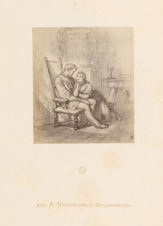 Photo reproduction of a sketch of a couple in love by Albert Hendschel, From A. Hendschel's
