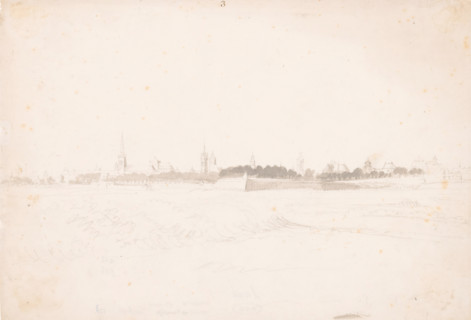 View of Kamerijk, drawing, inscription: '3', 1700 - 1800, draftsman (artist), paint (coating),