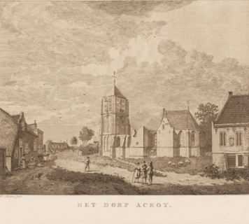 View of Acquoy, The village of Acquoy, print, Series number, 8, View of St. Catherine's Church in