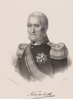 Portrait of Cornelius Rudolphus Theodorus Krayenhoff, print, Below the portrait the signature of