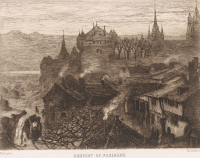 View of Freiburg (original title on object), print, printmaker: Philip Zilcken, after painting by