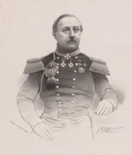 Portrait of JC Anemaet, print, The sitter wears a military uniform with epaulettes and decorations