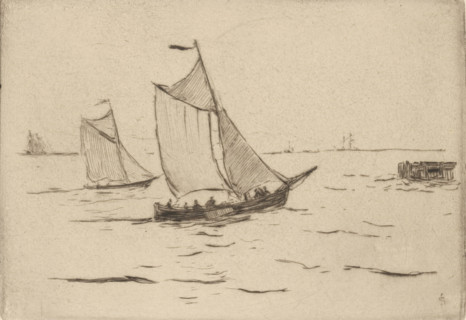 Two sailing ships on the Scheldt, print, number: '322', printmaker: Carel Nicolaas Storm van