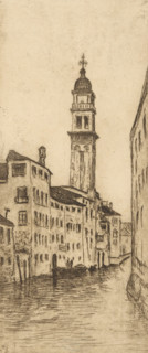 Canal in Venice, Eglise et canaletto (original title), print, printmaker: Philip Zilcken, 1895,