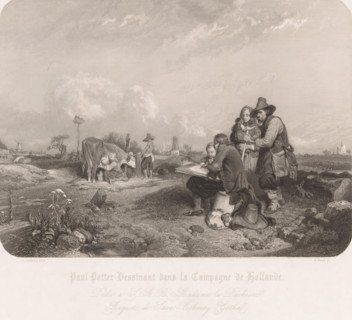 Paulus Potter sketching in the countryside, Paul Potter Dessinant dans la Campagne de Hollande,