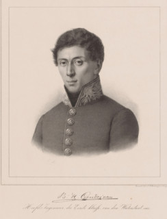Portrait of Bernard Herman Goudriaan, print, The sitter wears a gala costume with a standing collar