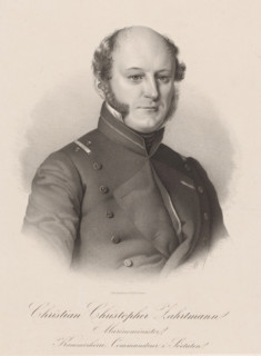 Portrait of Christian Christopher Zahrtmann, print, signature: 'Lithographeret af AM Petersen.',