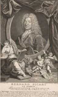 Portrait of Bernard Picart, print, With caption in French., printmaker: David Herrliberger, after