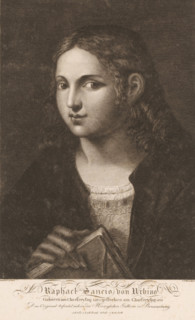 Portrait of Raphael, print, printmaker: Karl Schröder, after painting by Rafaël, 1821, Raphael,