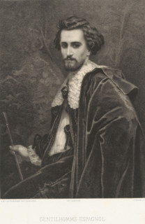 Spanish nobleman in historical clothing, Gentilhomme espagnol, print, printmaker: Eugène Louis