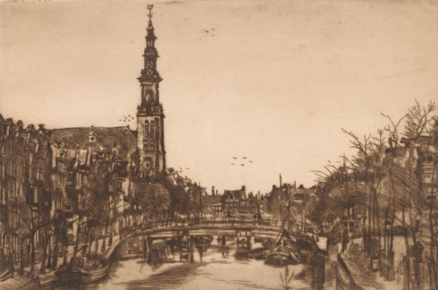 View of the Westertoren, in Amsterdam, print, printmaker: Henri Wouters, 1876 - 1907, paper,
