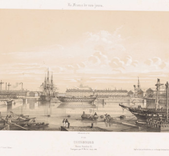 View of the Napoleon III Basin at the port of Cherbourg, Cherbourg. Bassin Napoléon III,