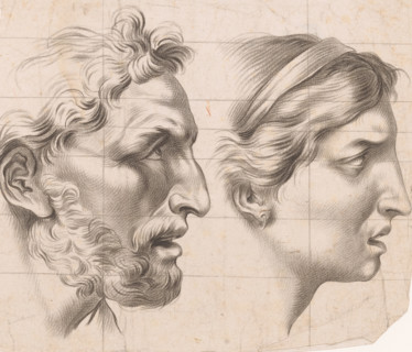 Heads of man and woman, Principles of drawing from nature, Cahier De Principes Dessiné d'après