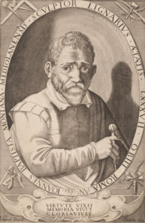 Portrait of Giovanni Battista Montano at the age of 87, Joannes Baptista Montana, Mediolanensis,