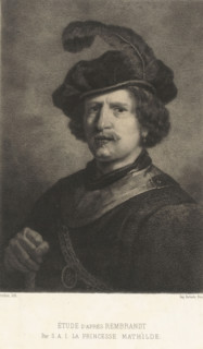 Étude d'après Rembrandt by SAI la princesse Mathilde, Portrait of a man with a beret, print,