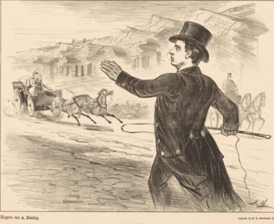 Famous contemporaries: Anton Kabelaar, cartoon, print, Anton Kabelaar brought the runaway horses of