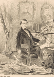 Portrait of Conrad Busken Huet in his study, In memory of Cd. Busken Huet, print, The sitter sits